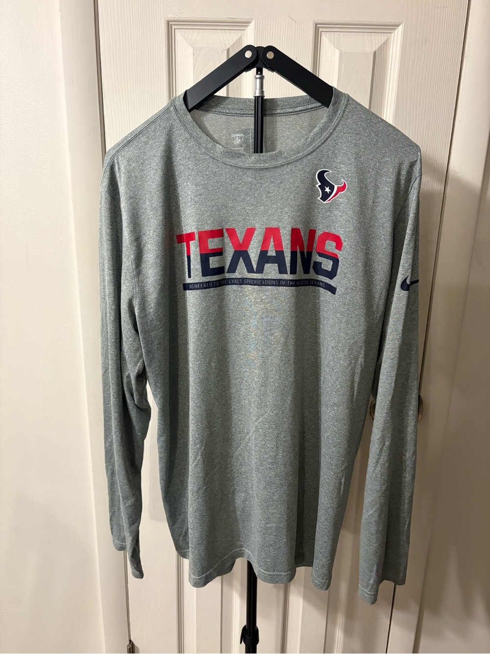 NFL Texans Long Sleeve Shirt - Gray with Red & Navy Logos